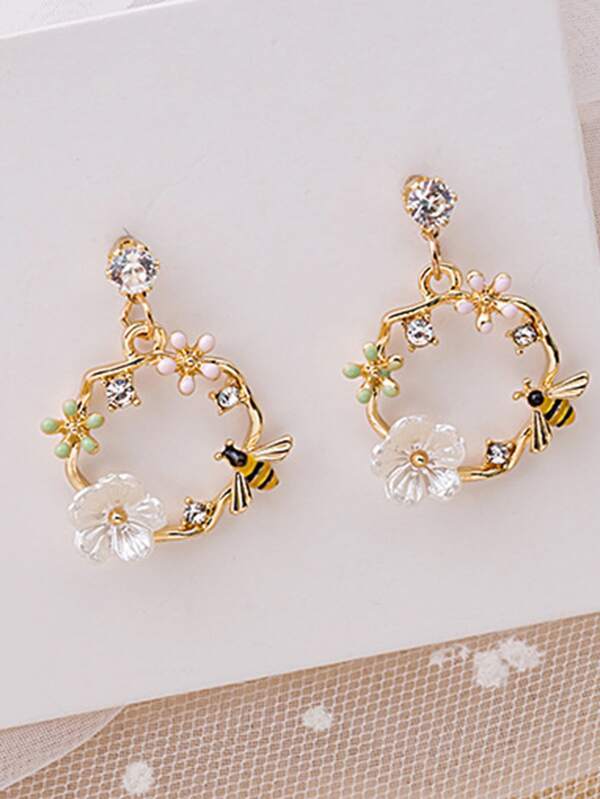 Flower Decor Irregular Circle Earrings - LuckyFash™