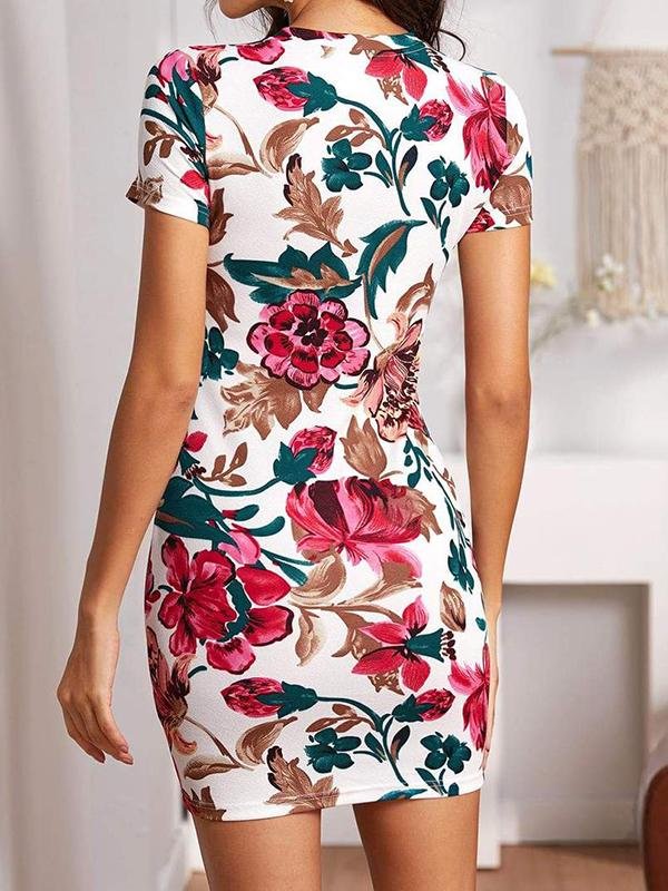 Flower Print Bodycon Dress - LuckyFash™