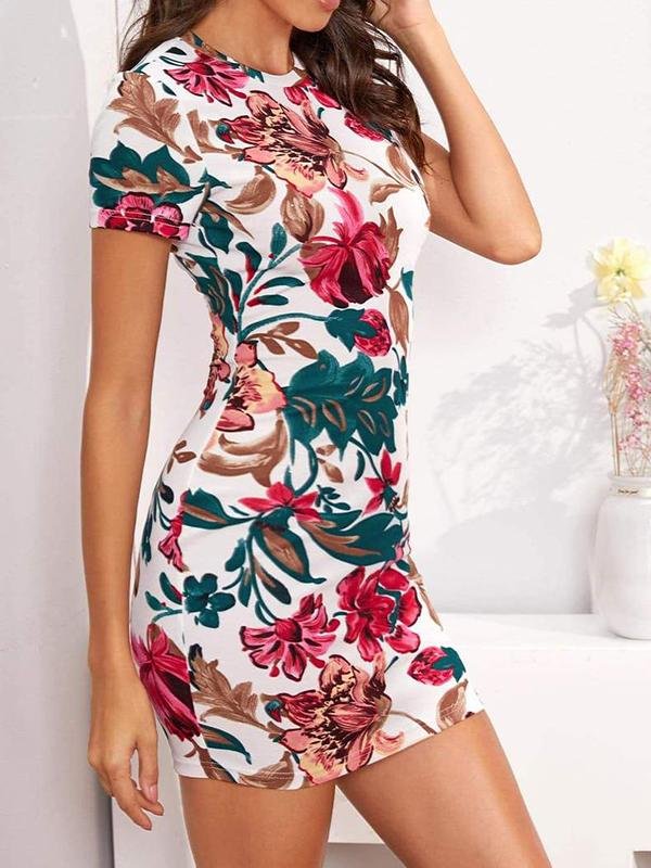 Flower Print Bodycon Dress - LuckyFash™