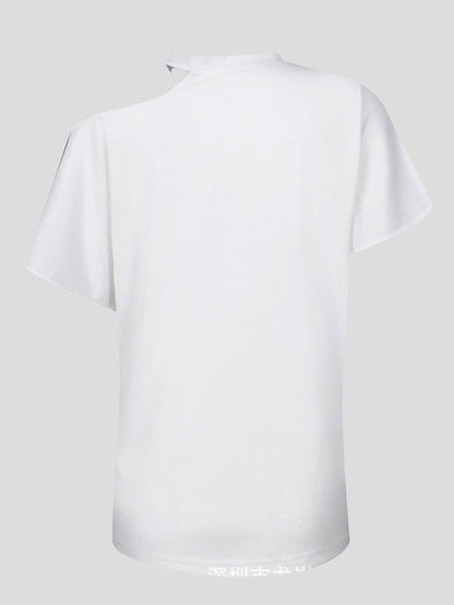 Flower Print Off-shoulder Halterneck T-shirt - LuckyFash™