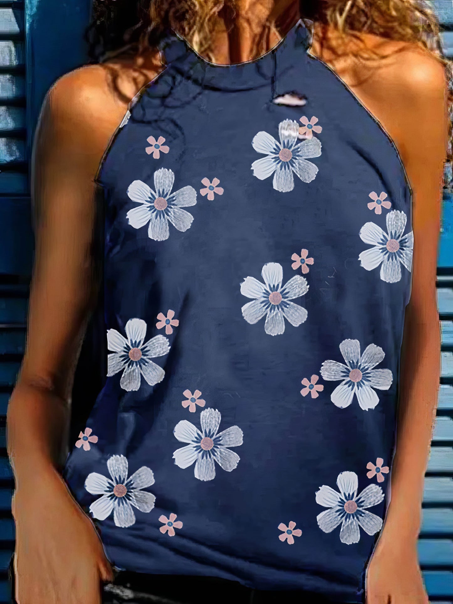 Flower Print Sleeveless Round Neck Tank Top - LuckyFash™