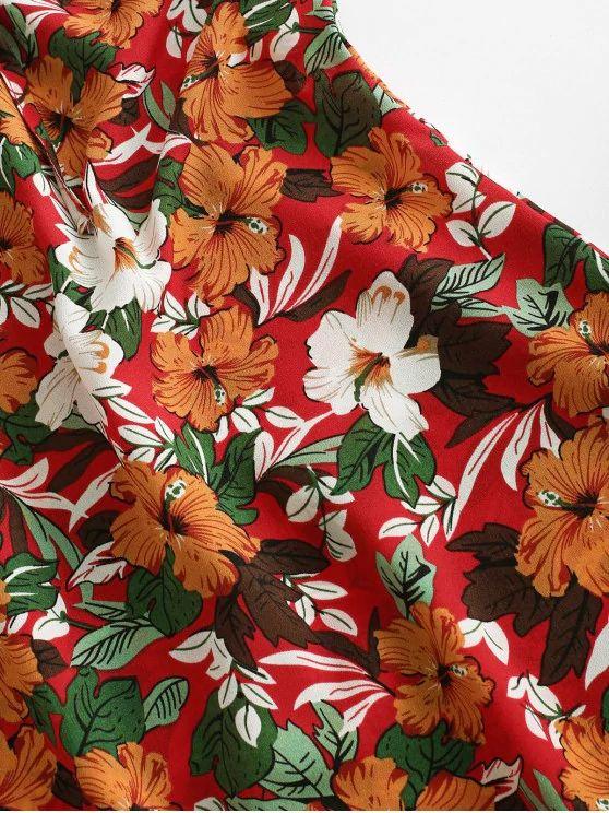 Flower Print Tie Cami Summer Dress - LuckyFash™