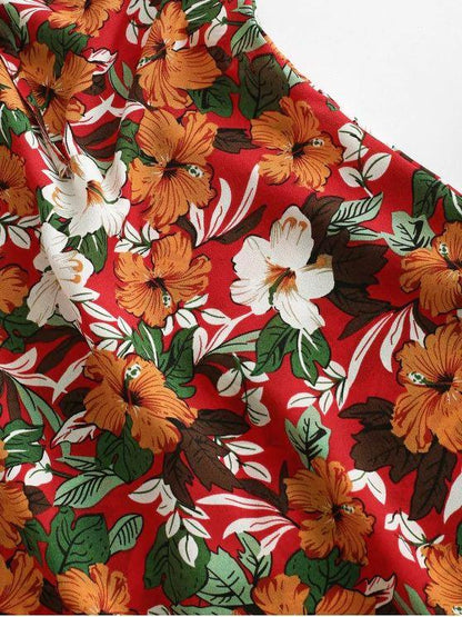 Flower Print Tie Cami Summer Dress - LuckyFash™