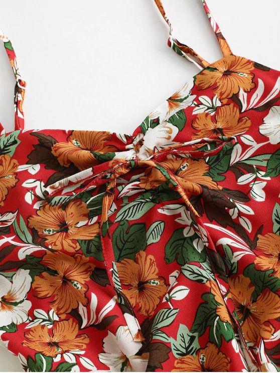 Flower Print Tie Cami Summer Dress - LuckyFash™