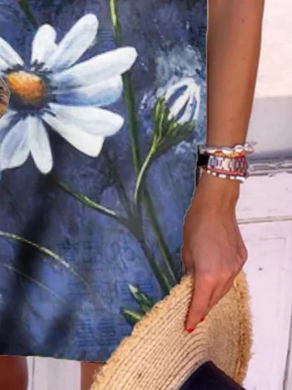 Flower Print V-neck Short Sleeve Dress - LuckyFash™