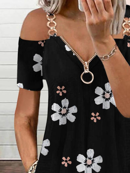 Flower Print Zipper Suspender Dress - LuckyFash™