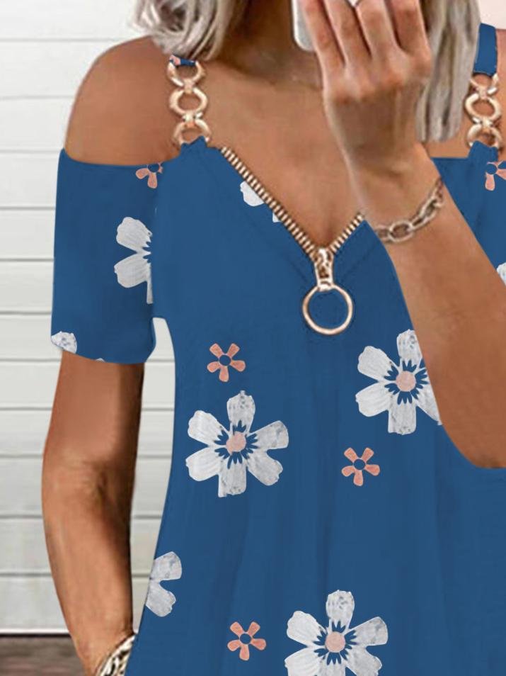 Flower Print Zipper Suspender Dress - LuckyFash™