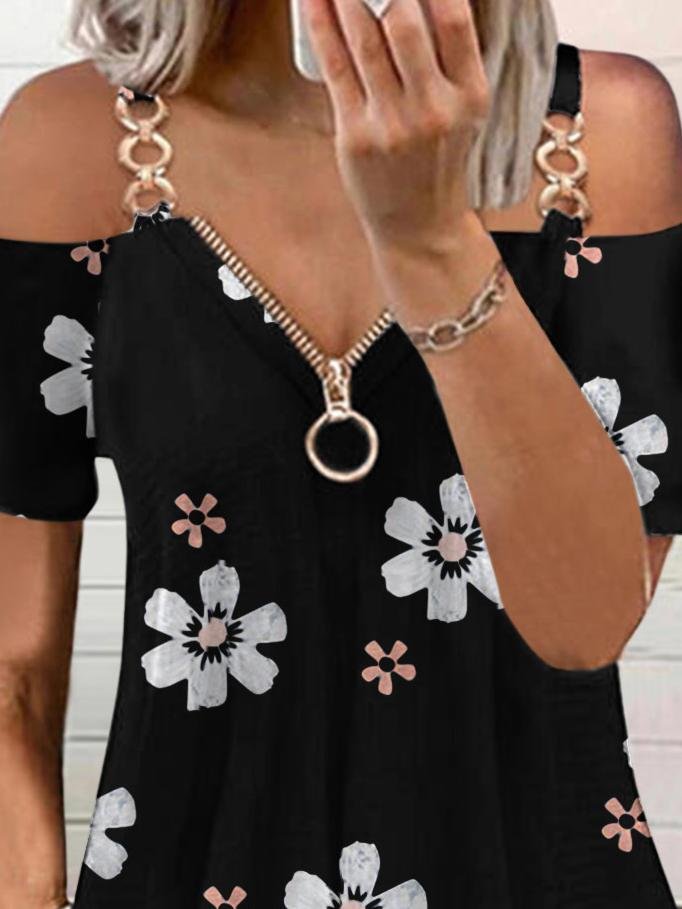 Flower Print Zipper Suspender Dress - LuckyFash™