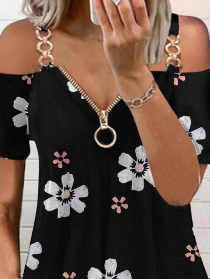 Flower Print Zipper Suspender Dress - LuckyFash™