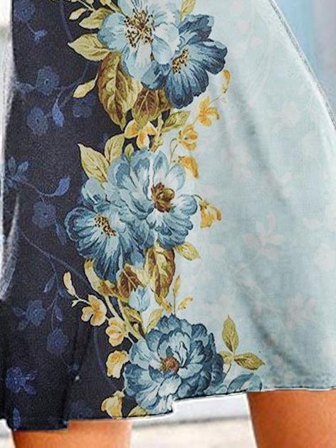 Flower Printed Cut Out V-neck Dress - LuckyFash™