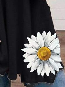 Flower Printed Zipper Off-shoulder T-shirt - LuckyFash™