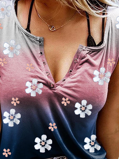 Flower Printing Gradient Color Tank Top - LuckyFash™
