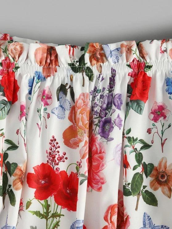 Flower Ruffle Off Shoulder Flare Sleeve Blouse - LuckyFash™