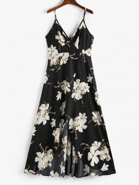 Flower Slit Maxi Surplice Dress - LuckyFash™