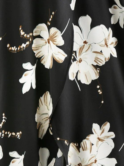 Flower Slit Maxi Surplice Dress - LuckyFash™