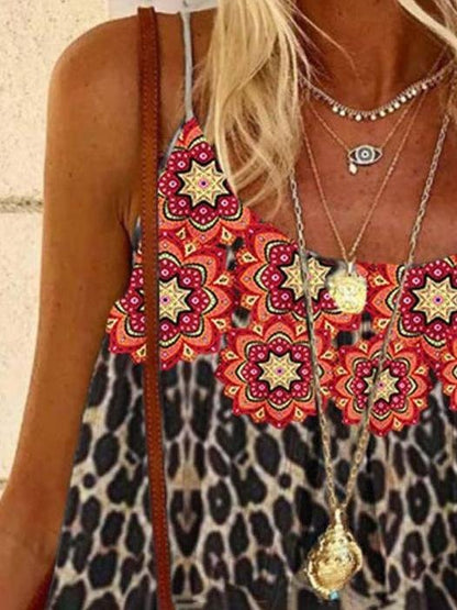 Flowers & Leopard Print Sling Tank Top - LuckyFash™