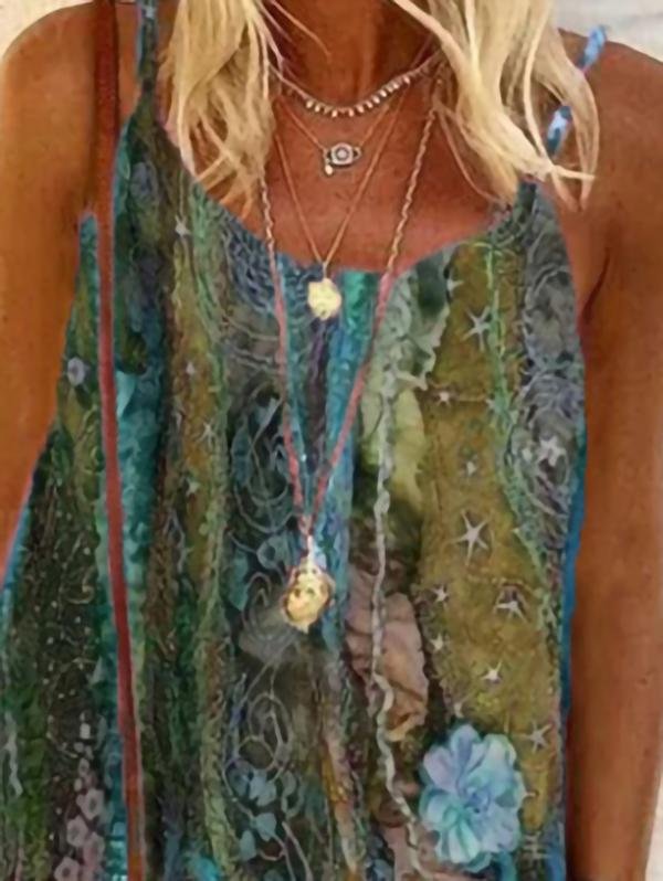 Flowers Print Suspender Mini Dress - LuckyFash™