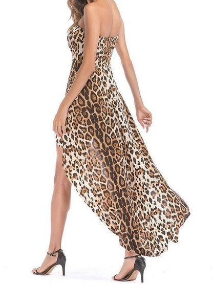 Flowy Off-shoulder Leopard Print Beach Romper - LuckyFash™