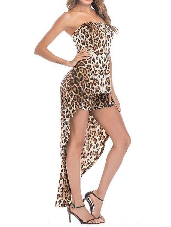 Flowy Off-shoulder Leopard Print Beach Romper - LuckyFash™