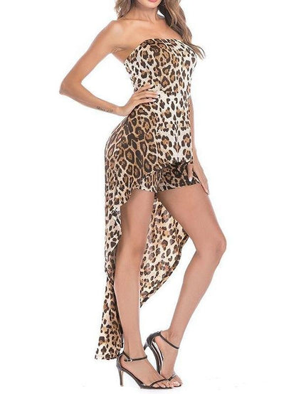 Flowy Off-shoulder Leopard Print Beach Romper - LuckyFash™