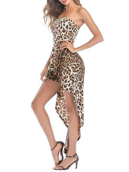 Flowy Off-shoulder Leopard Print Beach Romper - LuckyFash™