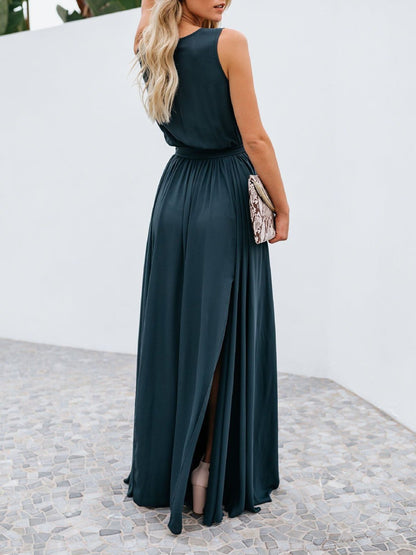 Flowy V-neck Sleeveless Mid-waist Dress - LuckyFash™