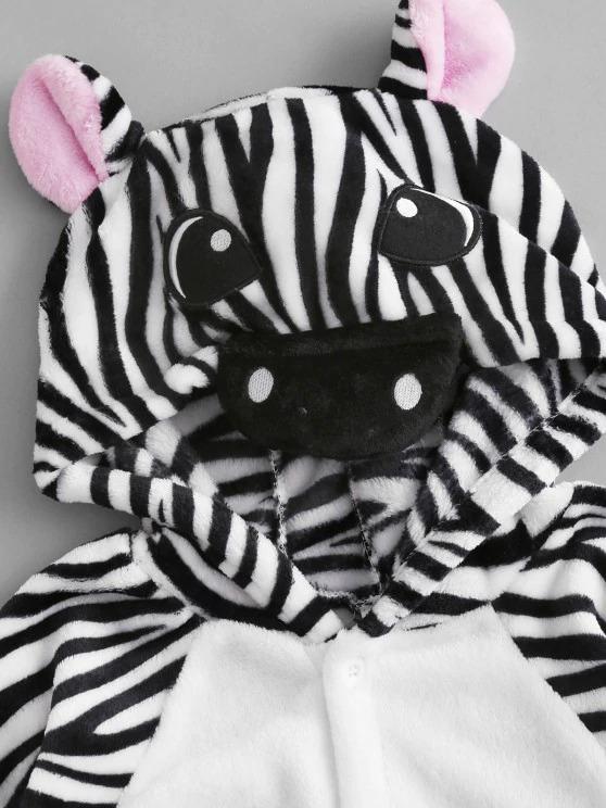 Fluffy Button Front Fleece Zebra Onesie Pajamas - LuckyFash™