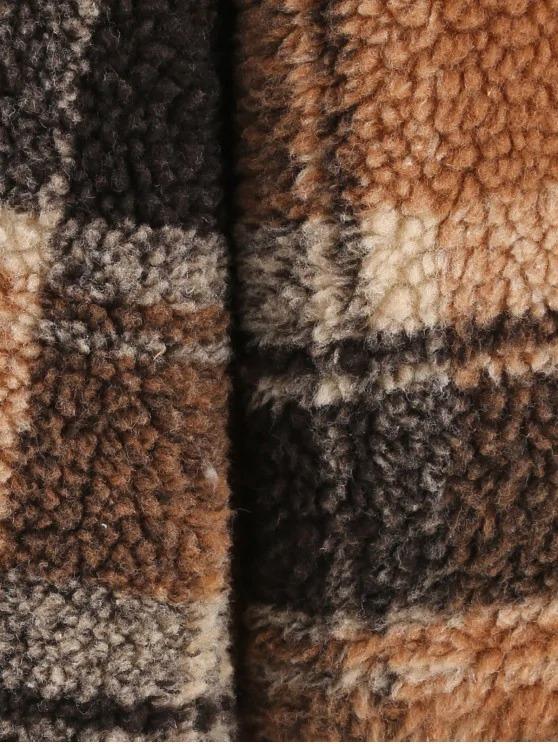 Fluffy Faux Fur Short Plaid Coat - LuckyFash™