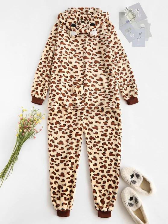 Fluffy Fleece Animal Leopard Onesie Pajamas - LuckyFash™