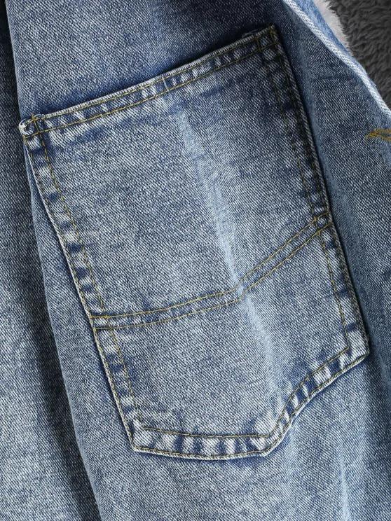 Fluffy Lined Denim Jacket with Detachable Faux Fur Collar - LuckyFash™