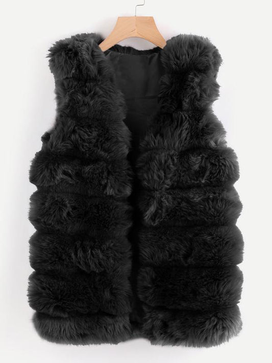 Fluffy Vest-Black - LuckyFash™