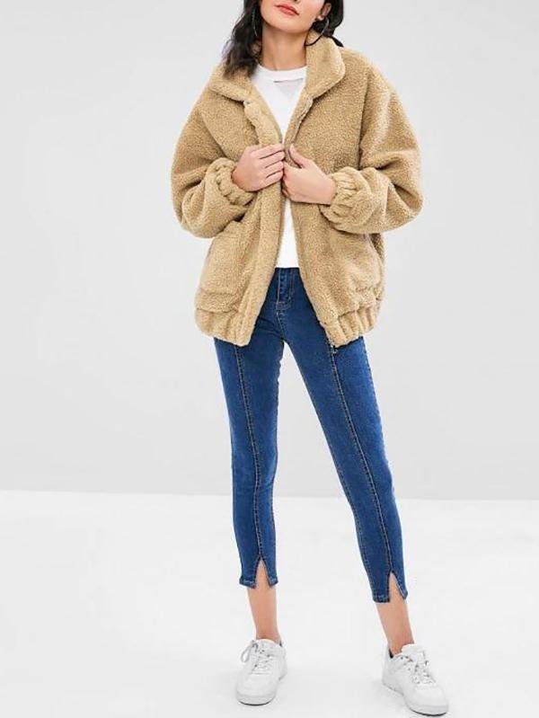 Fluffy Zip Up Winter Teddy Coat - LuckyFash™