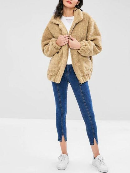 Fluffy Zip Up Winter Teddy Coat - LuckyFash™