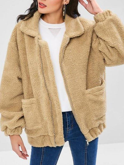 Fluffy Zip Up Winter Teddy Coat - LuckyFash™
