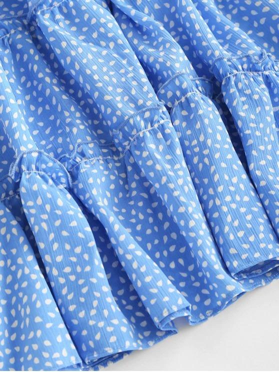 Flutter Sleeve Raindrop Print Mini Dress - LuckyFash™