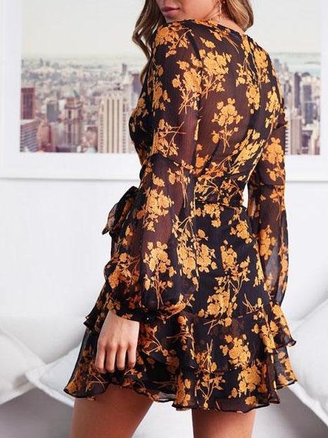 Fly With Me Dress - Black/Orange Flower - LuckyFash™