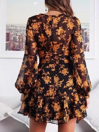 Fly With Me Dress - Black/Orange Flower - LuckyFash™