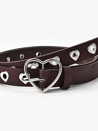 Women's Unisex PU Buckle Belt PU Leather Prong Buckle Heart Eyelet Casual Classic Party Daily Black Brown Coffee - LuckyFash™