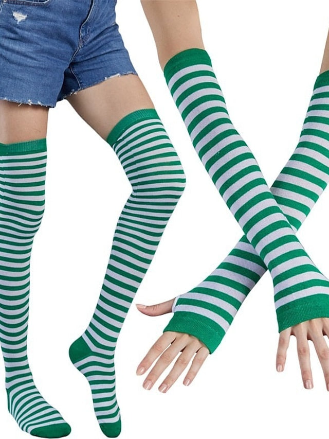 Women's Christmas Stockings Gloves Set Colorful Polyester Cotton Simple 1 Pair - LuckyFash™