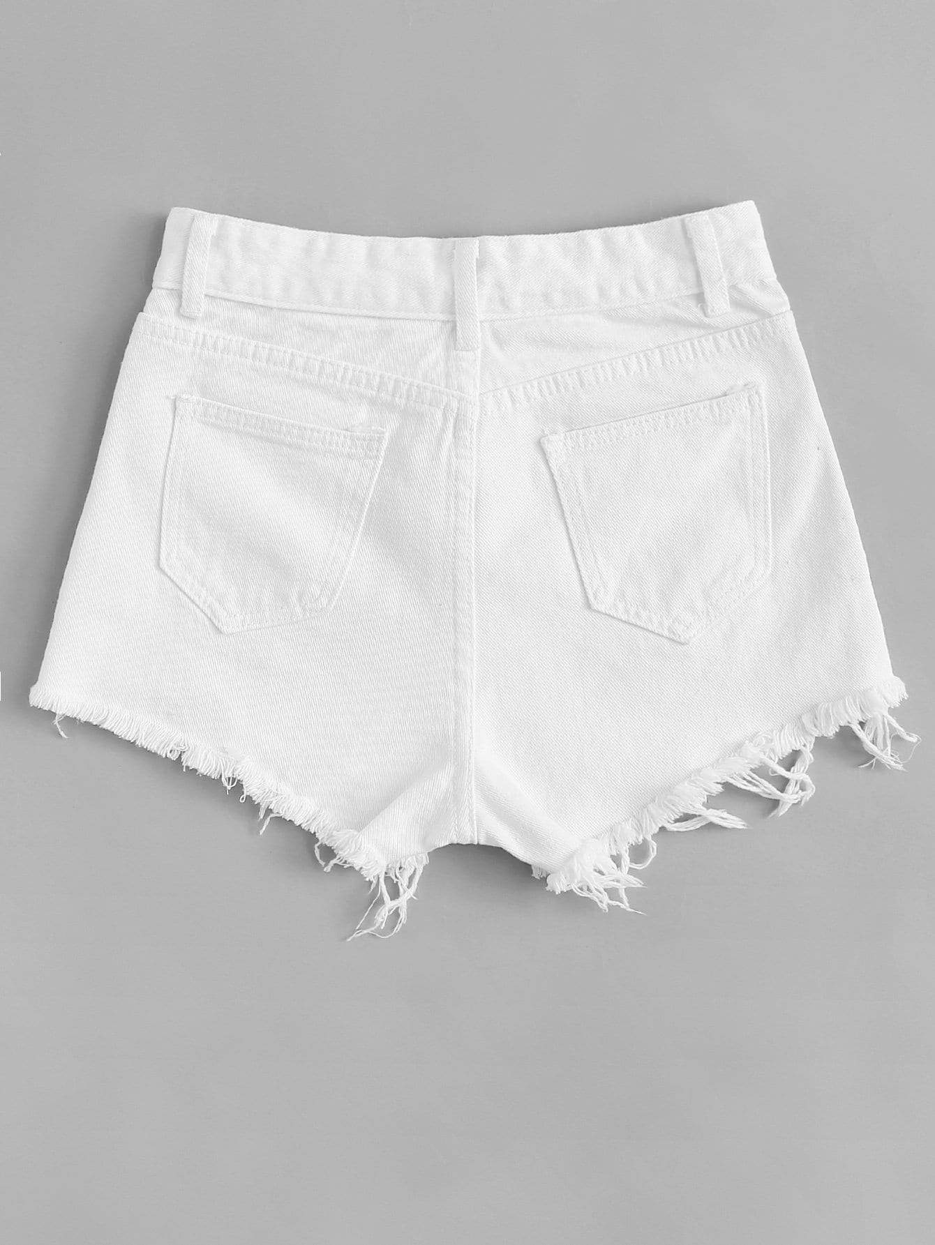 Frayed Hem Denim Shorts - LuckyFash™