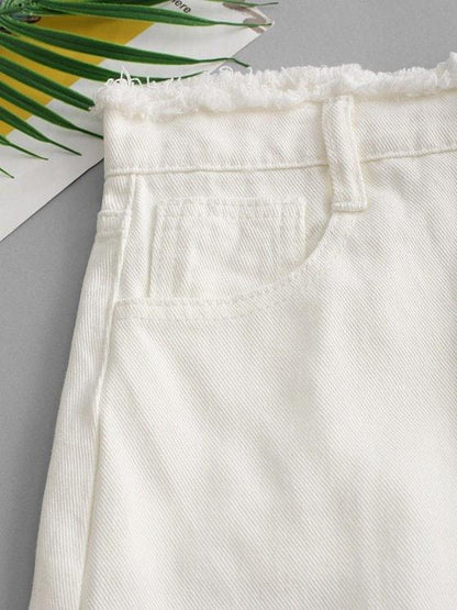 Frayed Pocket Mini Denim Skirt - LuckyFash™