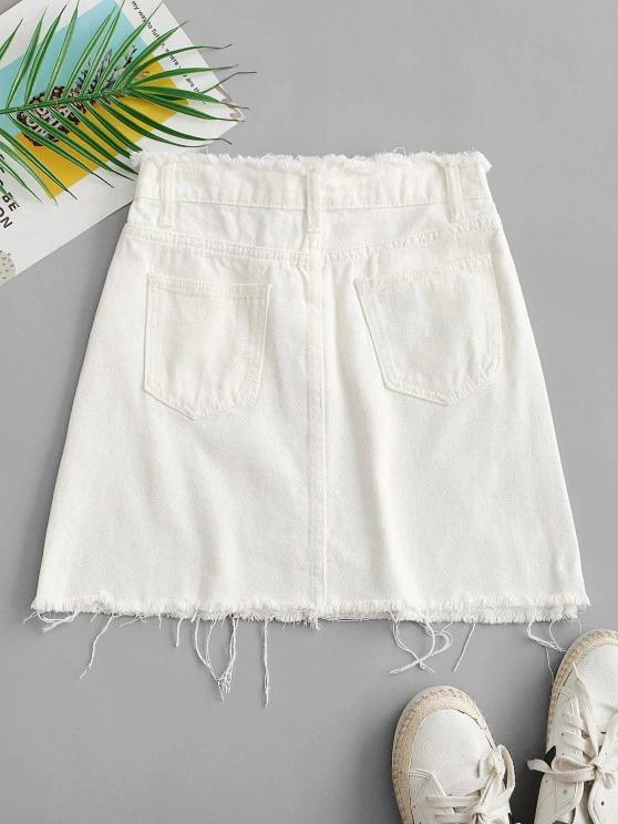 Frayed Pocket Mini Denim Skirt - LuckyFash™