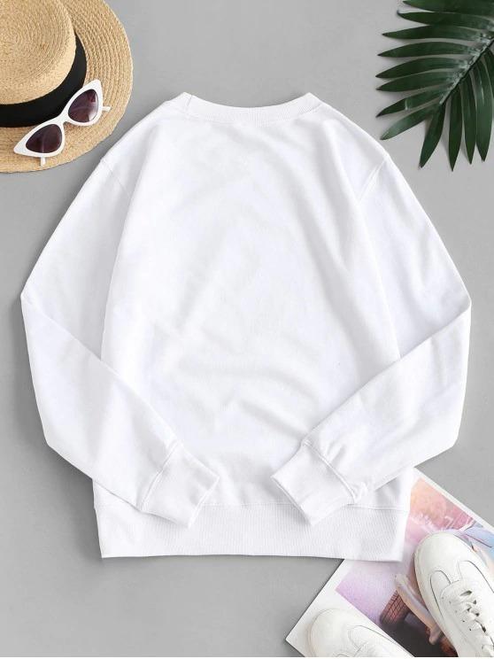 French Terry Sunflower Heart Gesture Graphic Sweatshirt - LuckyFash™