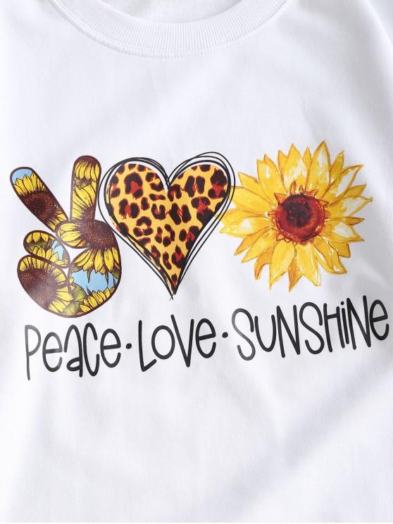 French Terry Sunflower Heart Gesture Graphic Sweatshirt - LuckyFash™