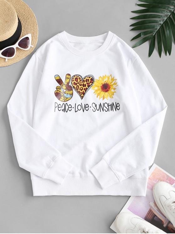 French Terry Sunflower Heart Gesture Graphic Sweatshirt - LuckyFash™