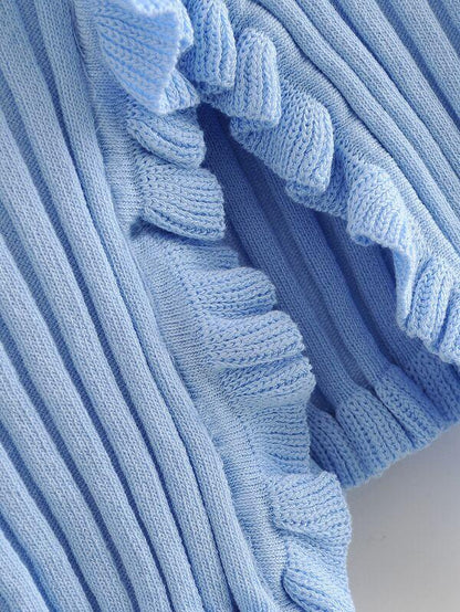 Frill Trim Ribbed Knit Cardigan - LuckyFash™