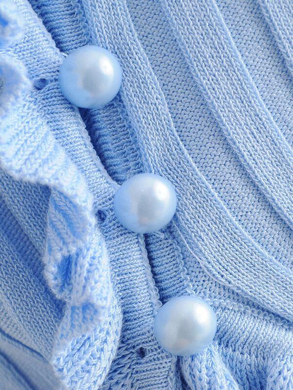 Frill Trim Ribbed Knit Cardigan - LuckyFash™