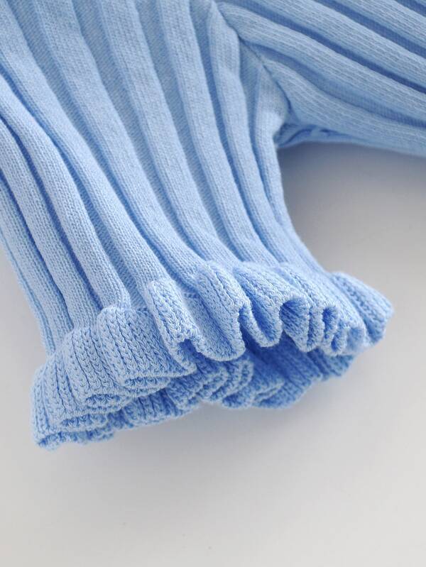 Frill Trim Ribbed Knit Cardigan - LuckyFash™