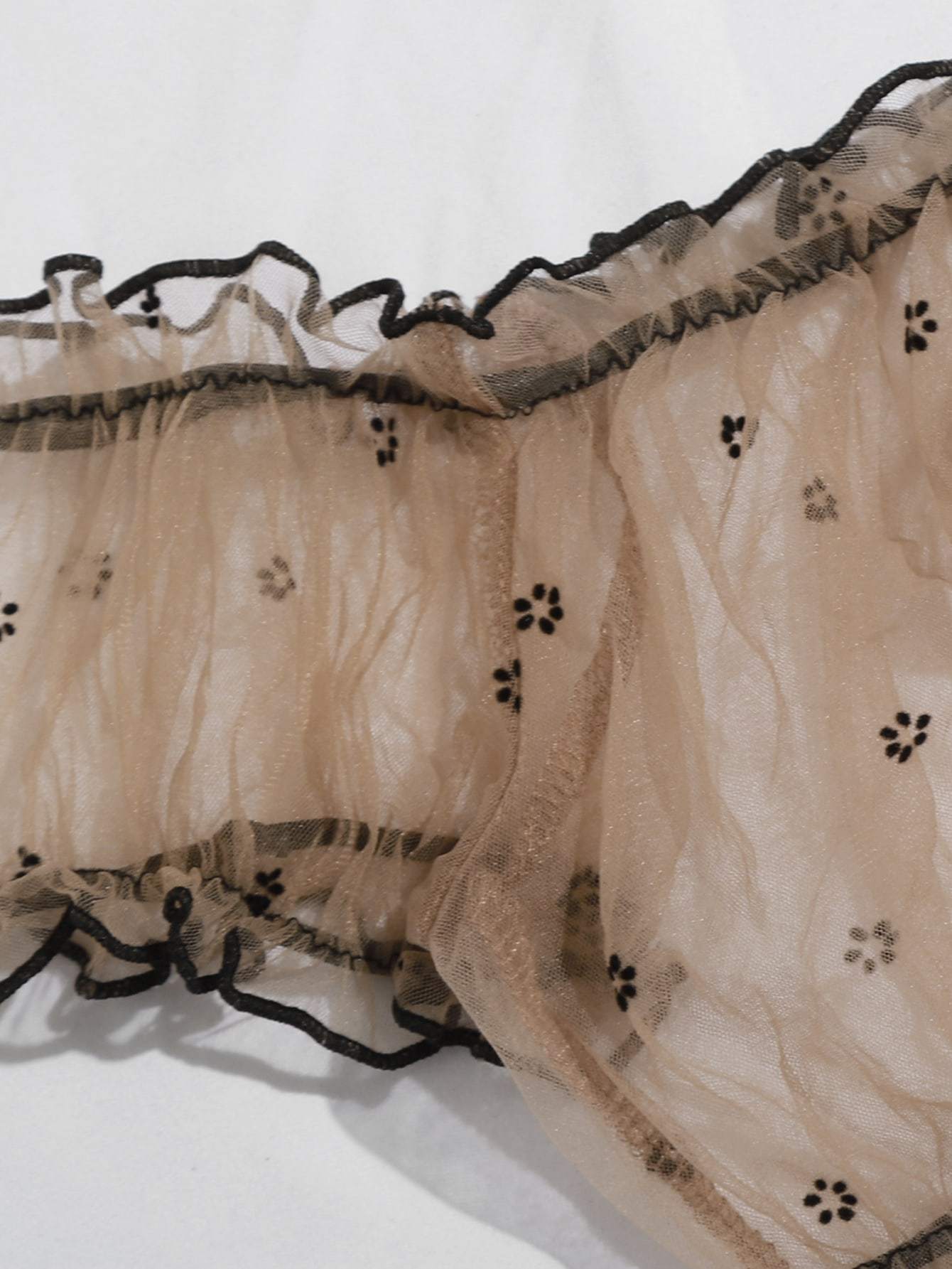 Frill Trim Sheer Mesh Lingerie Set - LuckyFash™