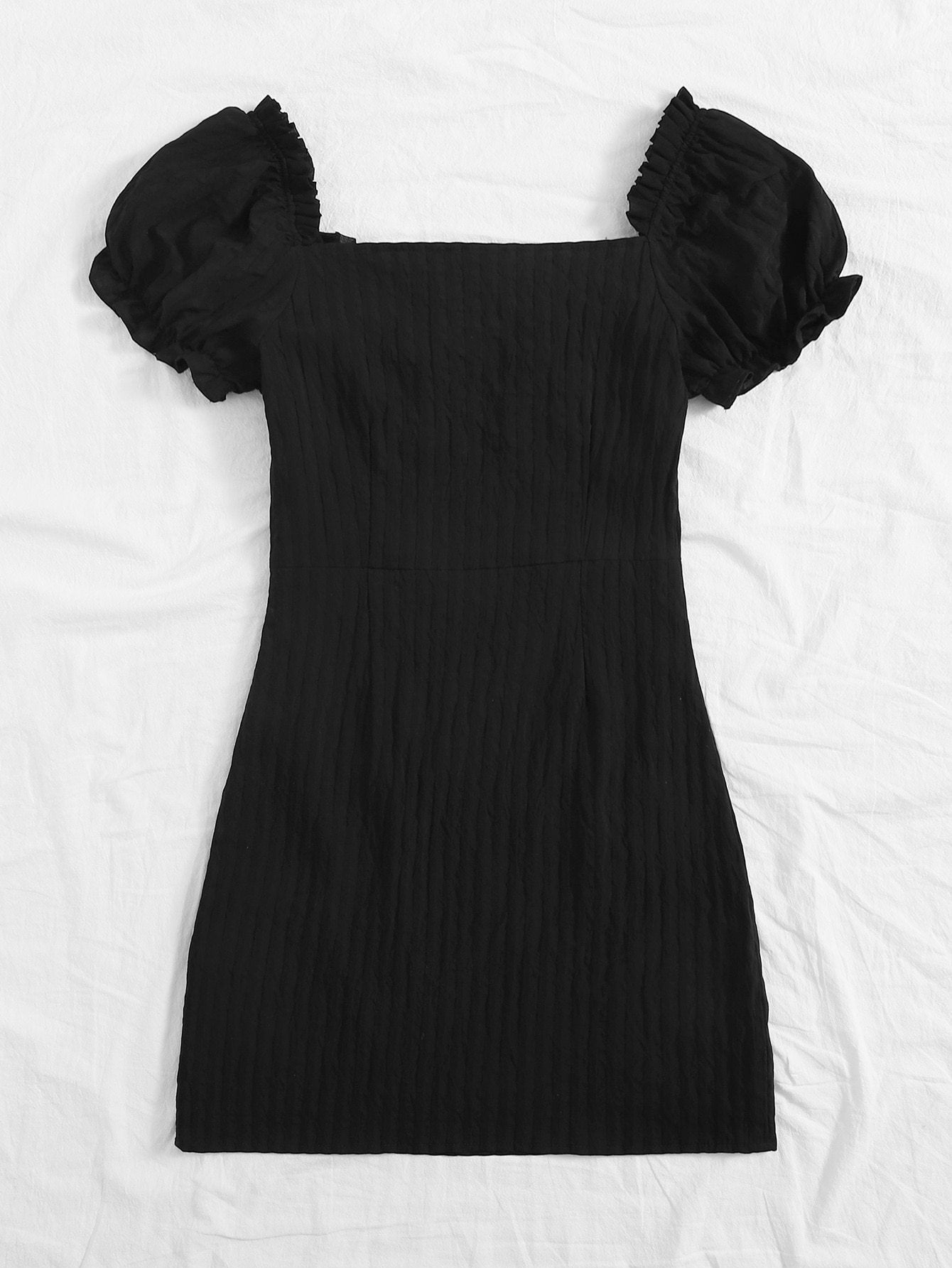 Frill Trim Tie Front Crinkle Dress - LuckyFash™